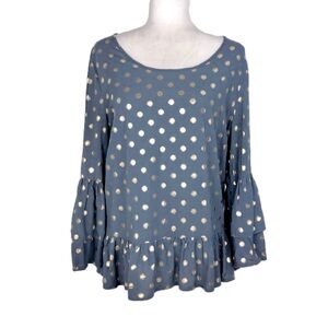 Solitaire grey gold polka-dot blouse